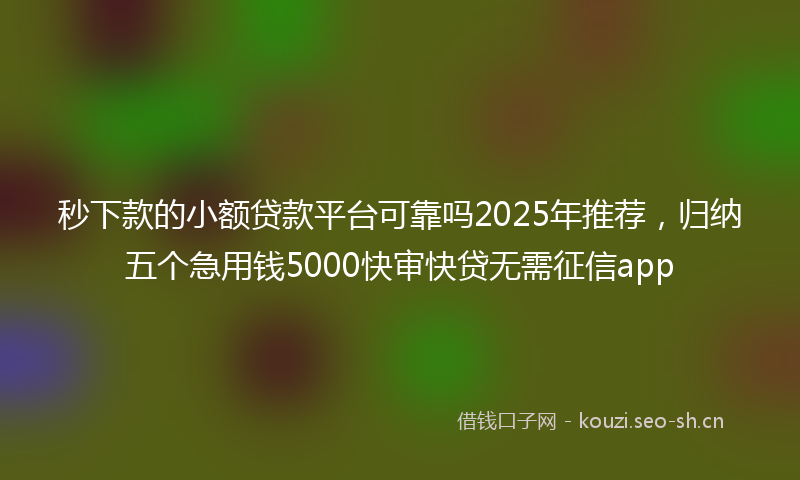 秒下款的小额贷款平台可靠吗2025年推荐，归纳五个急用钱5000快审快贷无需征信app