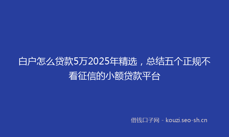 白户怎么贷款5万2025年精选，总结五个正规不看征信的小额贷款平台