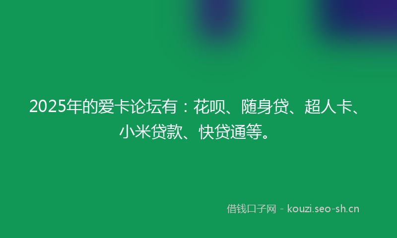 2025年的爱卡论坛有：花呗、随身贷、超人卡、小米贷款、快贷通等。
