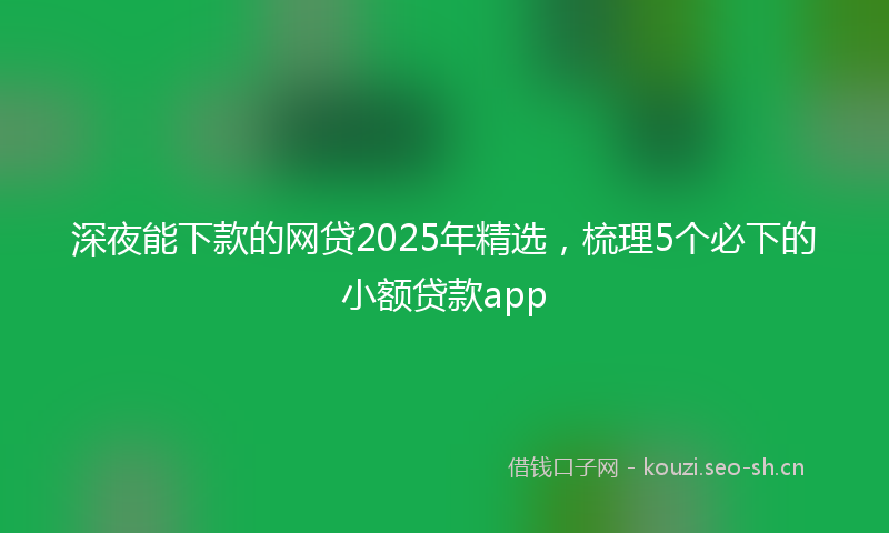 深夜能下款的网贷2025年精选,梳理5个必下的小额贷款app