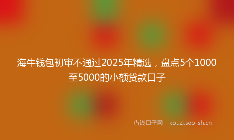 海牛钱包初审不通过2025年精选，盘点5个1000至5000的小额贷款口子