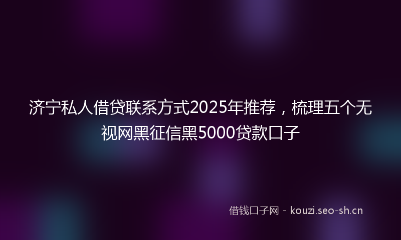 济宁私人借贷联系方式2025年推荐，梳理五个无视网黑征信黑5000贷款口子