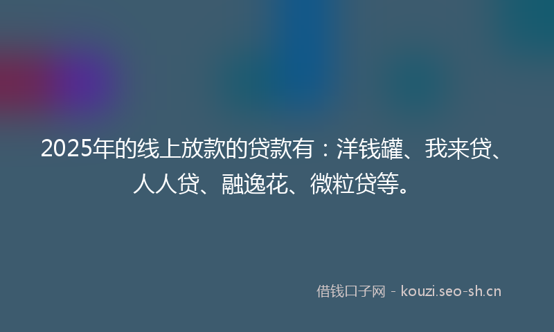 2025年的线上放款的贷款有：洋钱罐、我来贷、人人贷、融逸花、微粒贷等。