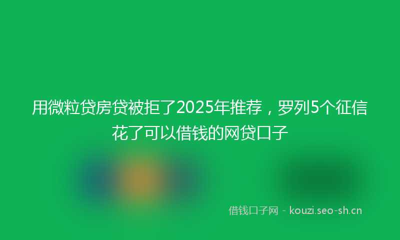 用微粒贷房贷被拒了2025年推荐，罗列5个征信花了可以借钱的网贷口子