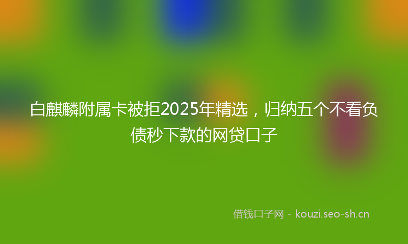 白麒麟附属卡被拒2025年精选，归纳五个不看负债秒下款的网贷口子