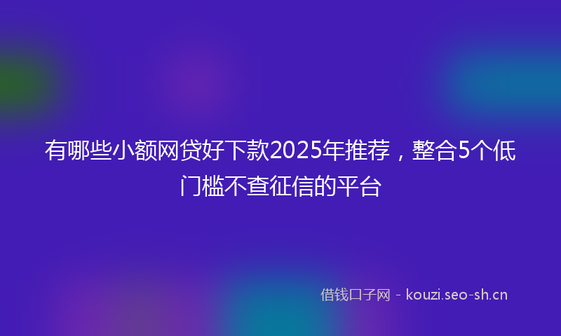 有哪些小额网贷好下款2025年推荐，整合5个低门槛不查征信的平台