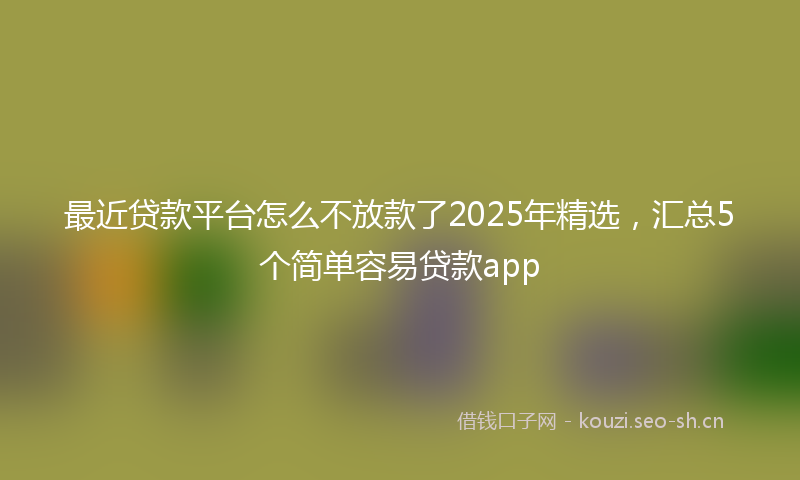 最近贷款平台怎么不放款了2025年精选,汇总5个简单容易贷款app