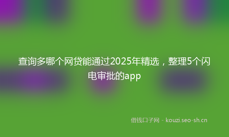 查询多哪个网贷能通过2025年精选，整理5个闪电审批的app