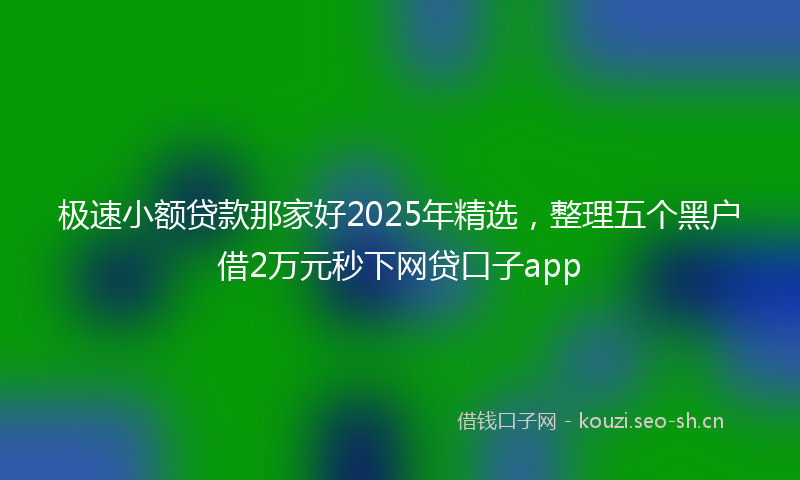 极速小额贷款那家好2025年精选，整理五个黑户借2万元秒下网贷口子app