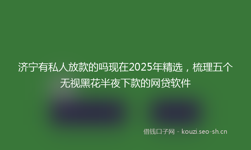 济宁有私人放款的吗现在2025年精选，梳理五个无视黑花半夜下款的网贷软件
