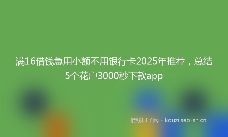 满16借钱急用小额不用银行卡2025年推荐,总结5个花户3000秒下款app