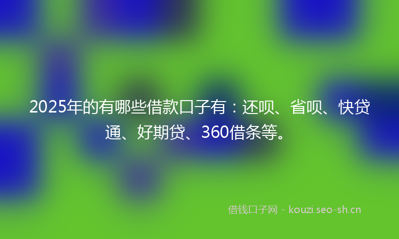 2025年的有哪些借款口子有：还呗、省呗、快贷通、好期贷、360借条等。