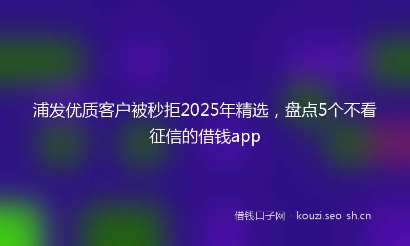 浦发优质客户被秒拒2025年精选，盘点5个不看征信的借钱app