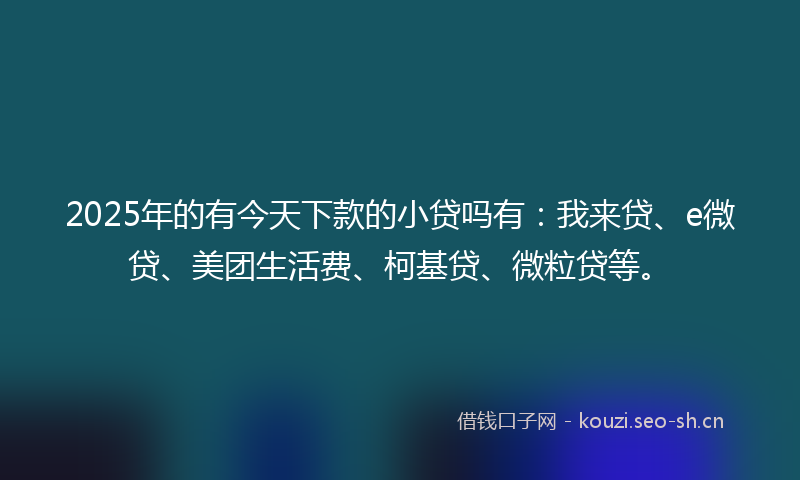 2025年的有今天下款的小贷吗有：我来贷、e微贷、美团生活费、柯基贷、微粒贷等。