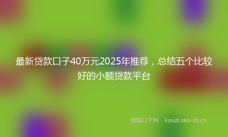 最新贷款口子40万元2025年推荐，总结五个比较好的小额贷款平台