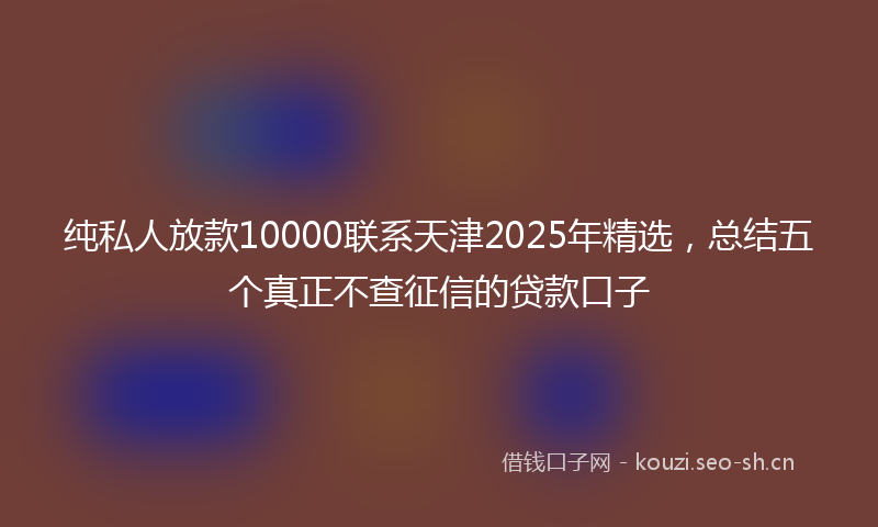 纯私人放款10000联系天津2025年精选，总结五个真正不查征信的贷款口子