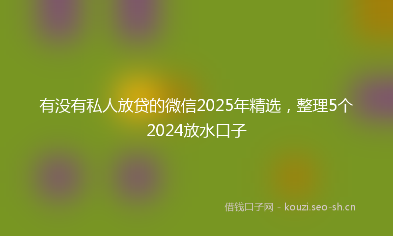 有没有私人放贷的微信2025年精选，整理5个2024放水口子