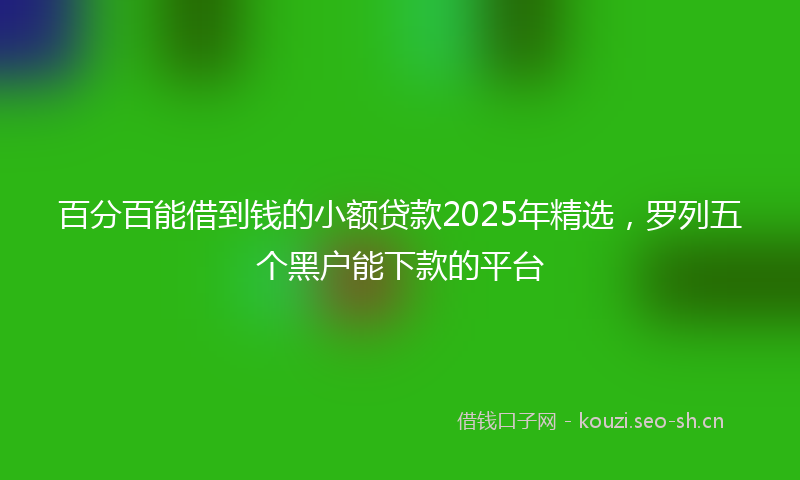 百分百能借到钱的小额贷款2025年精选，罗列五个黑户能下款的平台