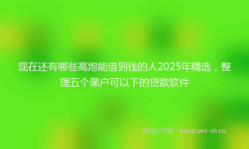 现在还有哪些高炮能借到钱的人2025年精选，整理五个黑户可以下的贷款软件