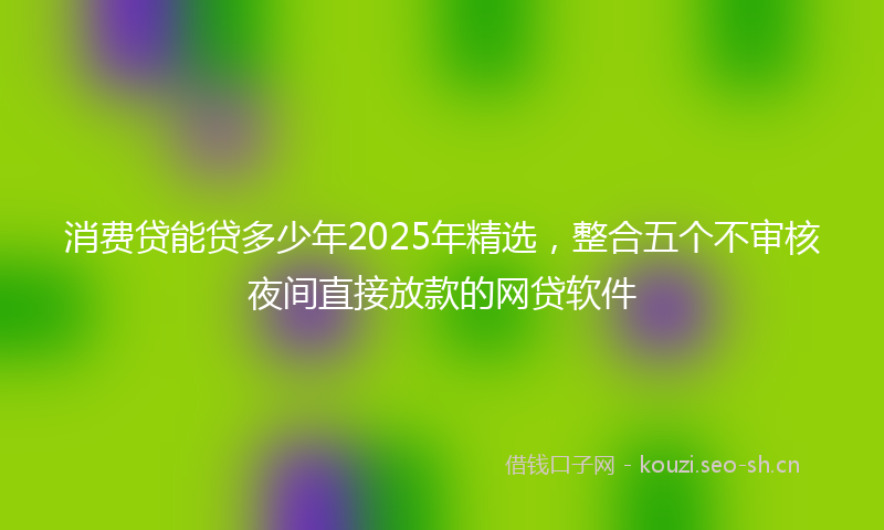 消费贷能贷多少年2025年精选，整合五个不审核夜间直接放款的网贷软件