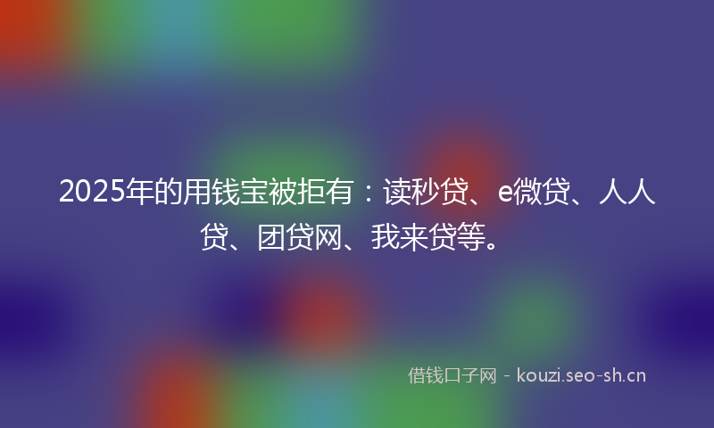 2025年的用钱宝被拒有：读秒贷、e微贷、人人贷、团贷网、我来贷等。