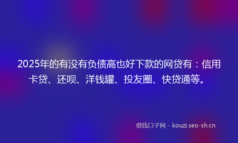 2025年的有没有负债高也好下款的网贷有：信用卡贷、还呗、洋钱罐、投友圈、快贷通等。