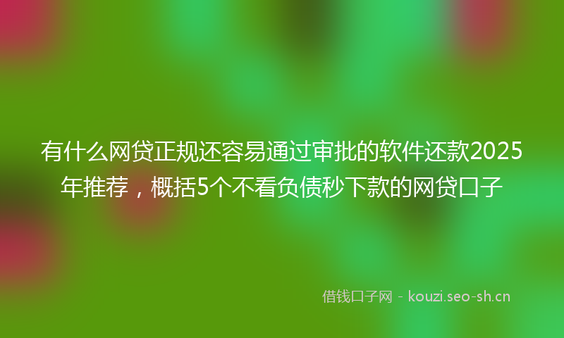 有什么网贷正规还容易通过审批的软件还款2025年推荐，概括5个不看负债秒下款的网贷口子