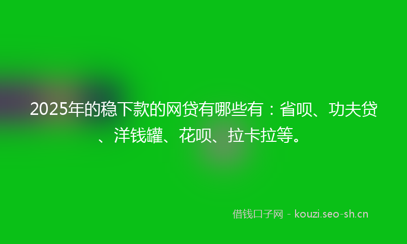 2025年的稳下款的网贷有哪些有：省呗、功夫贷、洋钱罐、花呗、拉卡拉等。