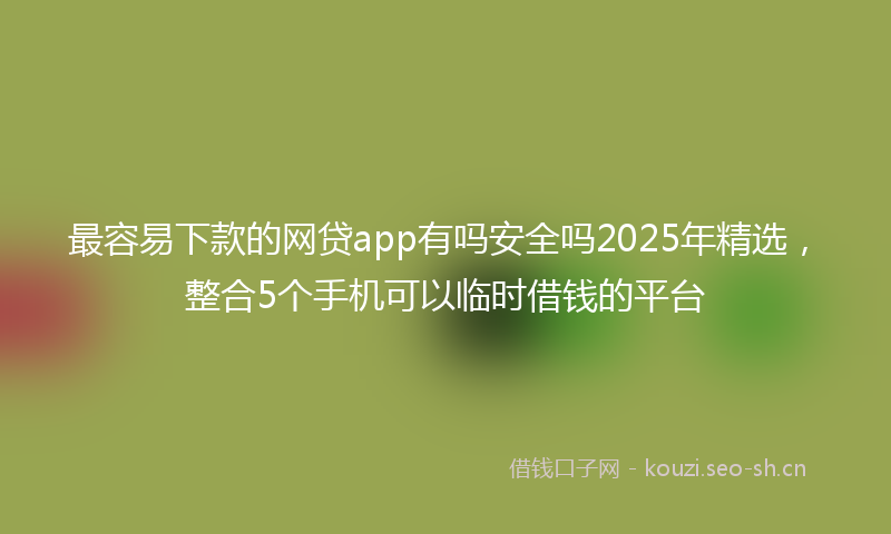 最容易下款的网贷app有吗安全吗2025年精选，整合5个手机可以临时借钱的平台