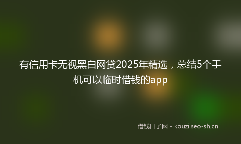 有信用卡无视黑白网贷2025年精选，总结5个手机可以临时借钱的app