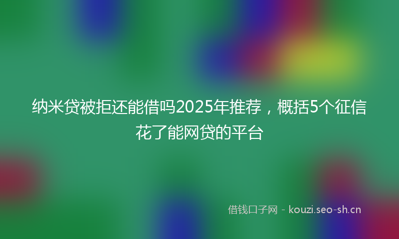 纳米贷被拒还能借吗2025年推荐，概括5个征信花了能网贷的平台