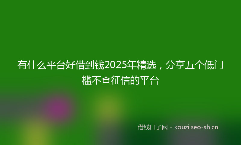 有什么平台好借到钱2025年精选，分享五个低门槛不查征信的平台