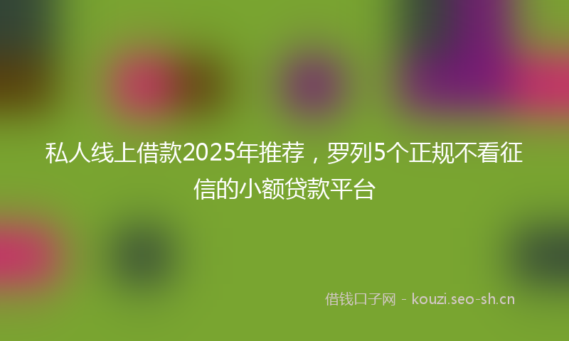 私人线上借款2025年推荐，罗列5个正规不看征信的小额贷款平台