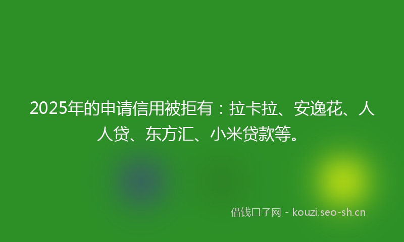 2025年的申请信用被拒有：拉卡拉、安逸花、人人贷、东方汇、小米贷款等。
