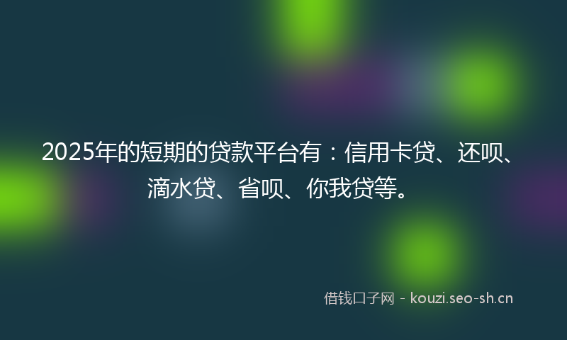 2025年的短期的贷款平台有：信用卡贷、还呗、滴水贷、省呗、你我贷等。