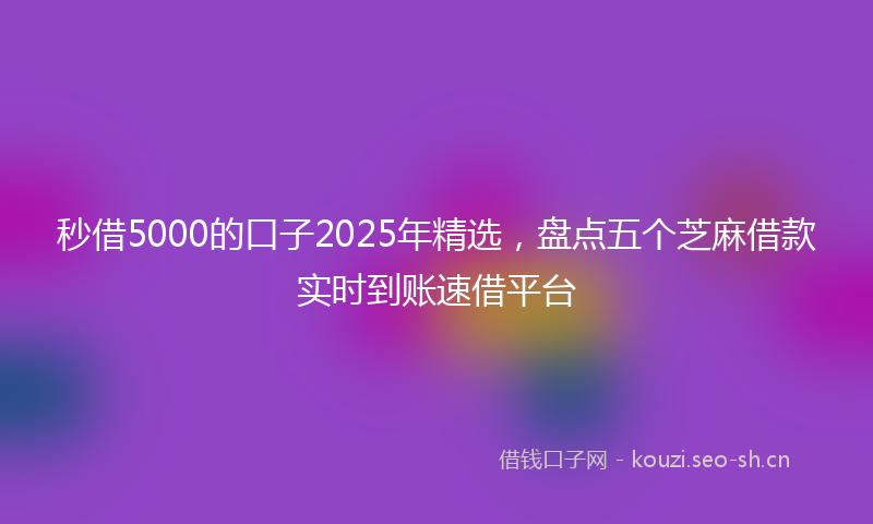 秒借5000的口子2025年精选，盘点五个芝麻借款实时到账速借平台