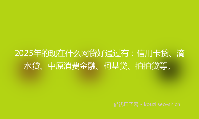 2025年的现在什么网贷好通过有：信用卡贷、滴水贷、中原消费金融、柯基贷、拍拍贷等。