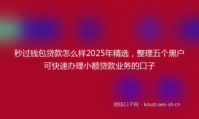 秒过钱包贷款怎么样2025年精选，整理五个黑户可快速办理小额贷款业务的口子