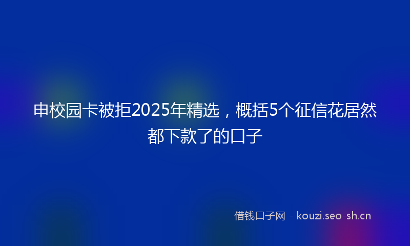 申校园卡被拒2025年精选，概括5个征信花居然都下款了的口子