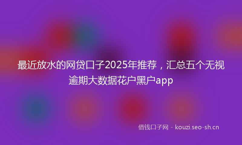 最近放水的网贷口子2025年推荐，汇总五个无视逾期大数据花户黑户app