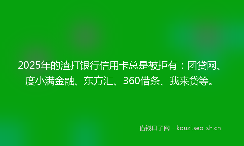 2025年的渣打银行信用卡总是被拒有：团贷网、度小满金融、东方汇、360借条、我来贷等。