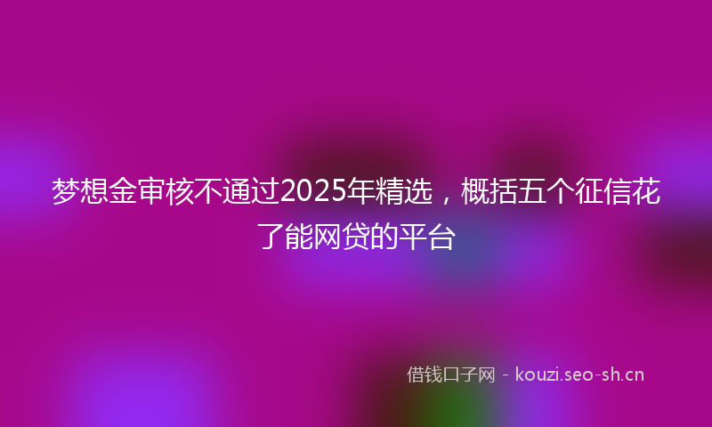 梦想金审核不通过2025年精选，概括五个征信花了能网贷的平台