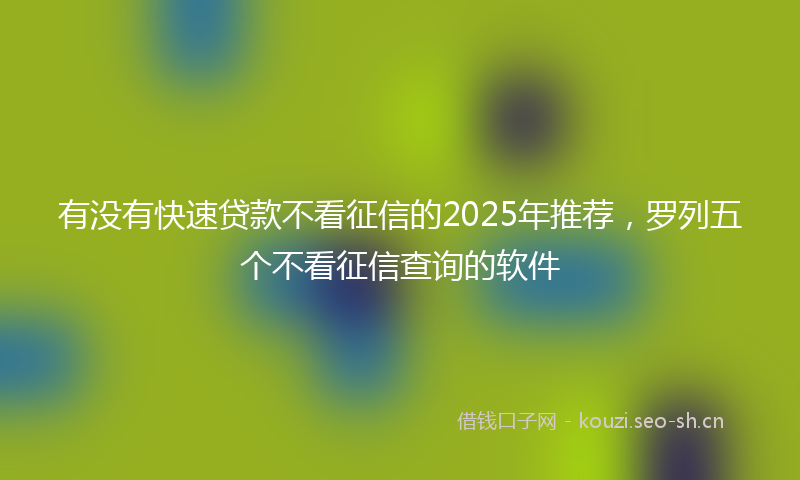 有没有快速贷款不看征信的2025年推荐，罗列五个不看征信查询的软件