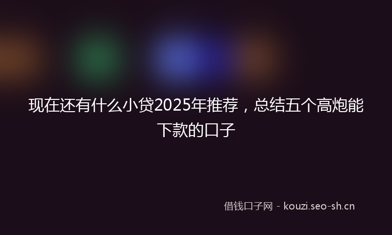 现在还有什么小贷2025年推荐,总结五个高炮能下款的口子