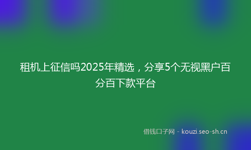 租机上征信吗2025年精选，分享5个无视黑户百分百下款平台
