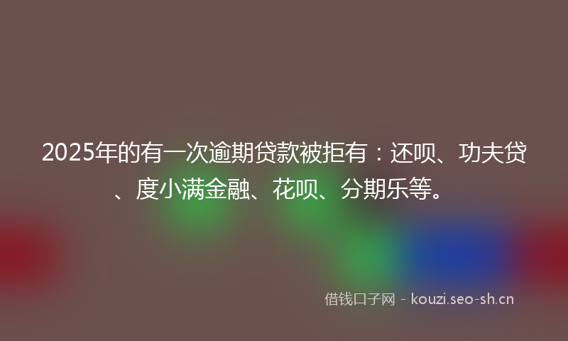 2025年的有一次逾期贷款被拒有：还呗、功夫贷、度小满金融、花呗、分期乐等。