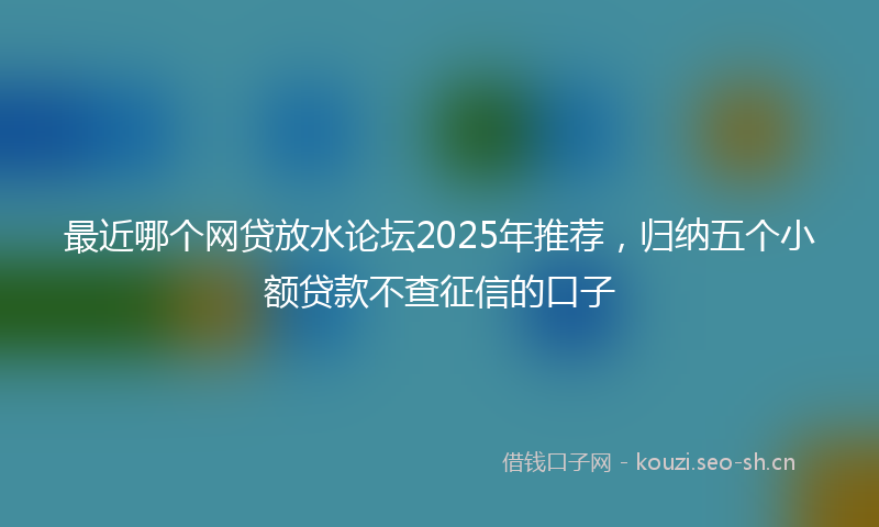 最近哪个网贷放水论坛2025年推荐，归纳五个小额贷款不查征信的口子