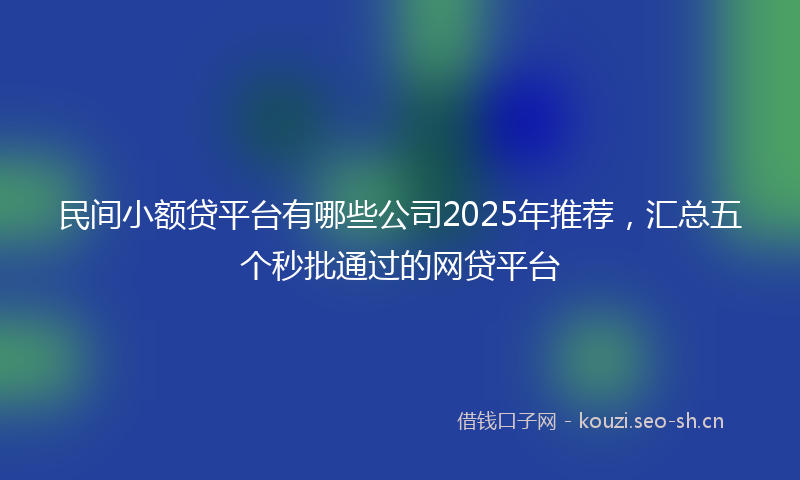 民间小额贷平台有哪些公司2025年推荐,汇总五个秒批通过的网贷平台
