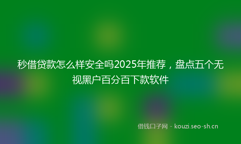 秒借贷款怎么样安全吗2025年推荐，盘点五个无视黑户百分百下款软件