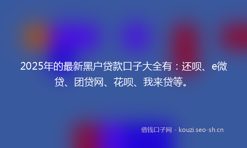 2025年的最新黑户贷款口子大全有：还呗、e微贷、团贷网、花呗、我来贷等。